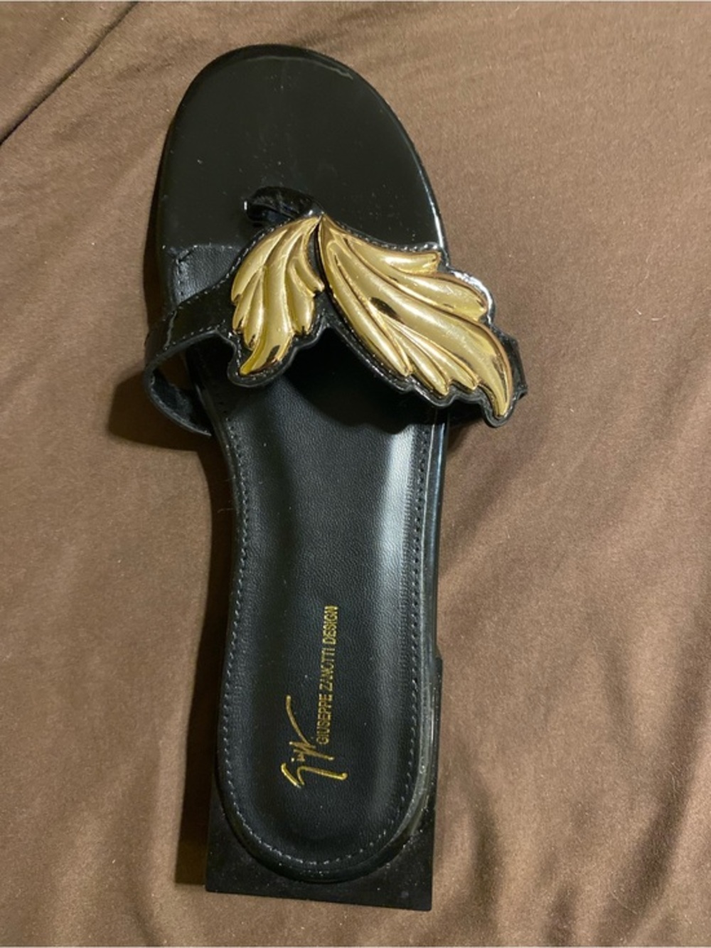 Giuseppe Zanotti Cruel Sandal with Gold Leaf Ornament-block heel